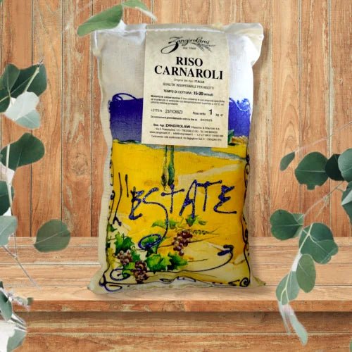 Riso Carnaroli "Collezione" 1Kg - sacchetto in tessuto dipinto a mano - Pratichiera