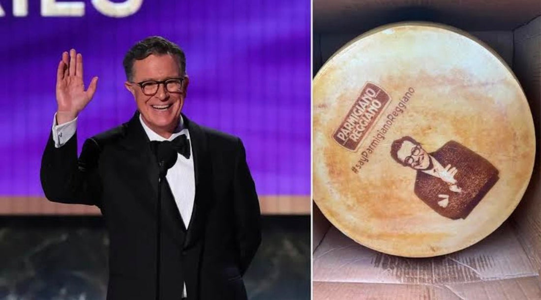 Il Parmigiano Reggiano diventa una sketch al Late show di Colbert. E gli arriva una ‘forma’ con il suo volto / Video - Pratichiera