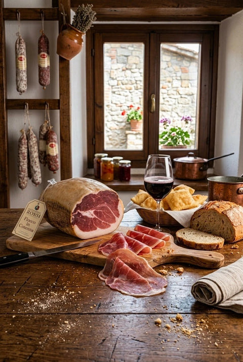 Fiocco di prosciutto Stagionatoin Cotenna - 1/2 sotto vuoto 1200g circa - Pratichiera